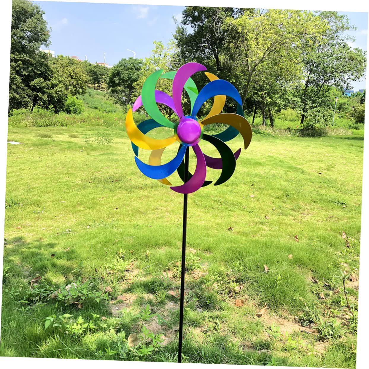 Sosoport Buntes Windmühlenspielzeug 1stück aus Eisen für Garten und Hof | Regenbogen Deko, Schöne Optik, Lebendige Farben, Festliche Stimmung, Outdoor Stake