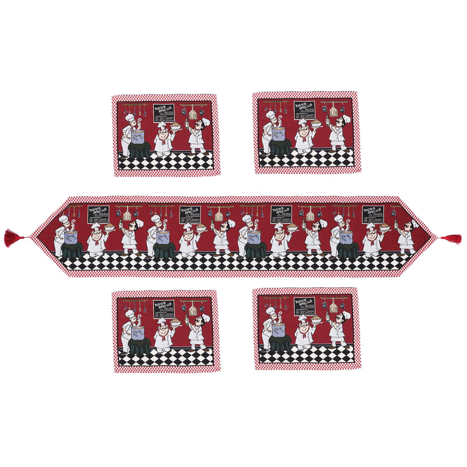 STOBAZA 5 Piezas Mantel de Cocina, Decoración de Mantel de Jacquard, Tejido Combinado, Plegable, Reutilizable, Fácil de Limpiar, para Uso Diario y Navidad