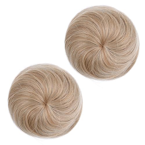 HSPJHTM 2 extensiones de moño de cabello rubio, extensiones de moño de cabello rubio para mujeres y niñas, extensiones de moño de ballet falso con