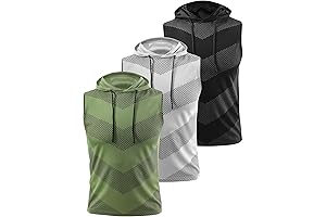 Vislivin 3 Pack Men's Workout Hooded Tank Tops