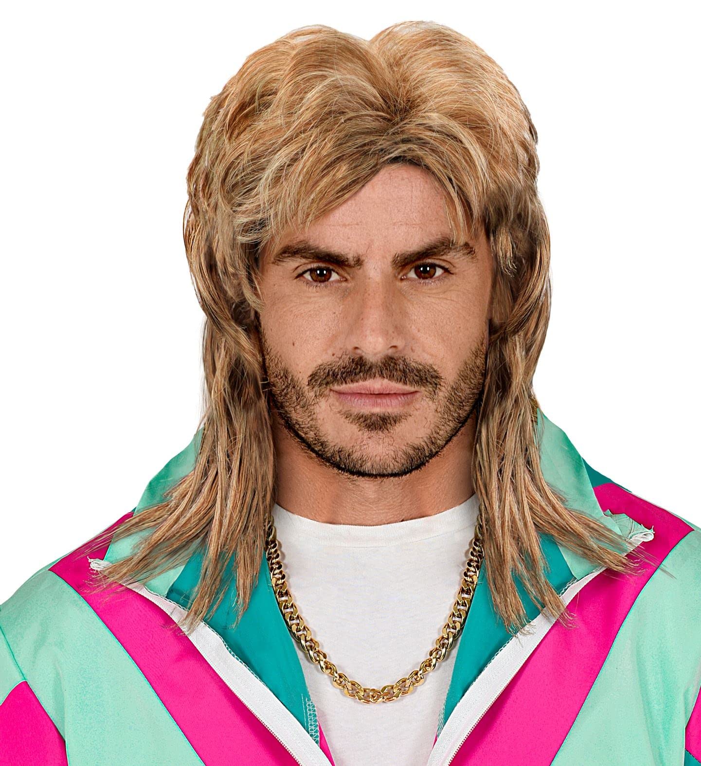 Widmann 80s Mullet Wig for Men - Dark Blonde | Bad Taste Party Costume