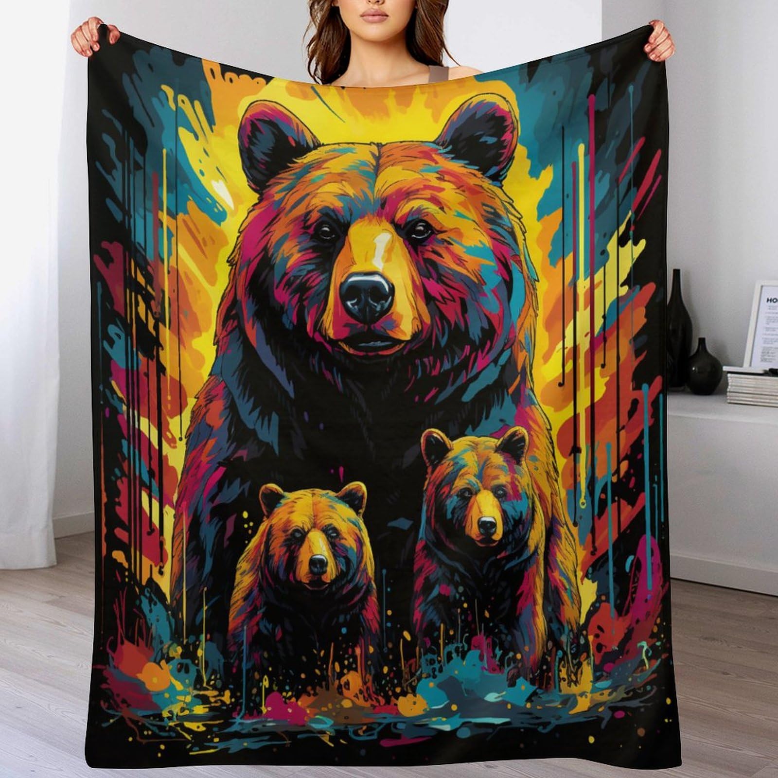 GGJJTT Bear Blanket Throw Bedspread Soft Fluffy Warm Light Flannel Fabric Perfect for Adults Or Children's Gifts 140×180cm