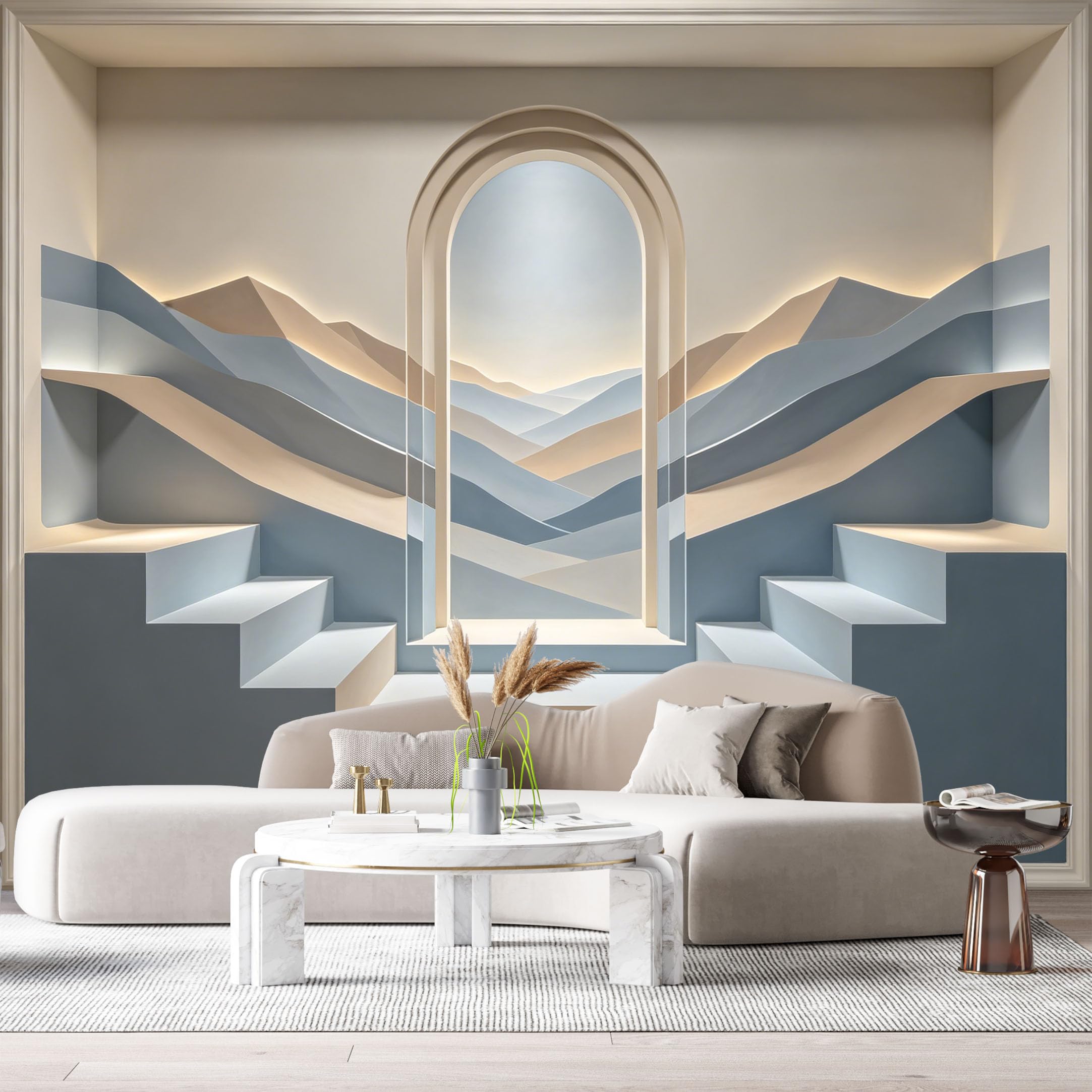 Custom Size Wall Murals Minimalist Surreal Architectural Geometric Abstract 3D Trompe L'Oeil SelfAdhesiveWall Fabric Removable Wallpaper Wall Decor for Living Room Bedroom Bathroom