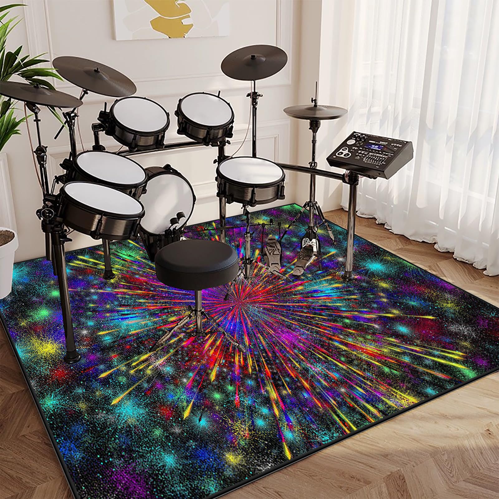 Tappeto per Batteria Acustica, Tappeto a Tamburo Antiscivolo, 230 x 200 cm Tappetino Insonorizzato Tappeto Drum Carpet per Batterie Elettroniche Rullante Snare Drum Grancassa Tappeto