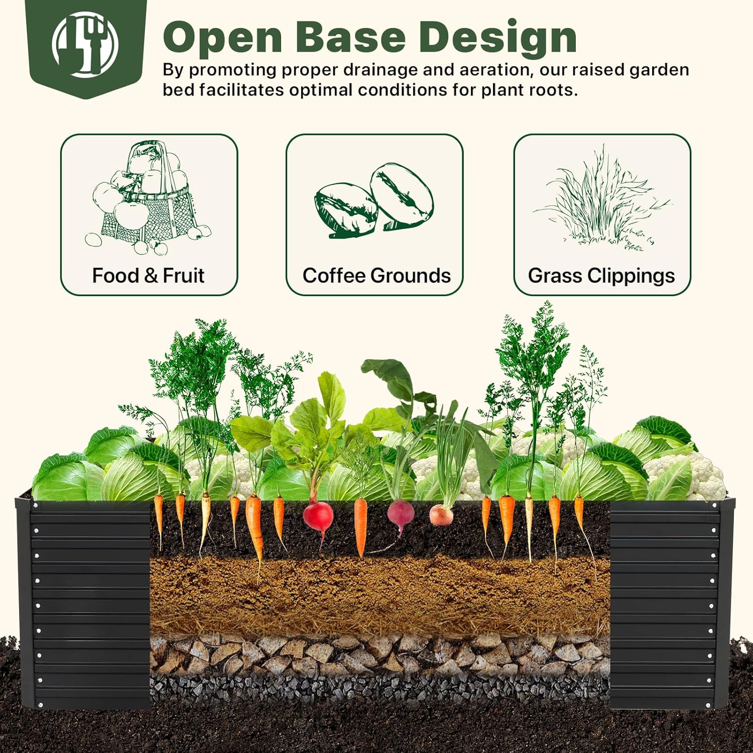 DTIG Galvanized Raised Garden Bed for Vegetables Flowers Herbs, Tall Metal Raised Garden Bed Kit with Garden Tools, Gloves, Plant Labels, Black 6×3×2FT