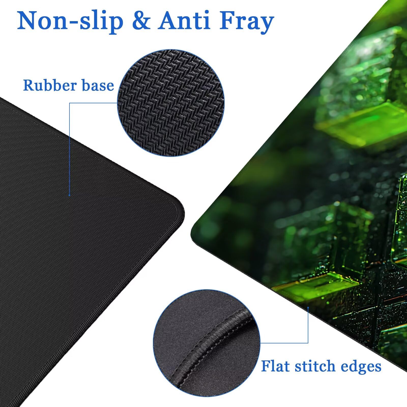 Alfombrilla Ratón Verde 1000 x 500 mm Alfombrilla Ratón XXL Gaming, Tapete Escritorio con Bordes Cosidos, Mouse Pad con Base de Goma Antideslizante, Mejora Precisión y Velocidad, (Ciberpunk), -963