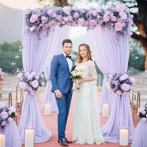 Miniatura 6 de Cortinas de telón de fondo lilas de 10 x 10 pies, sin arrugas, tela de gasa transparente, para decoración de escenarios de boda, arco, fiesta,