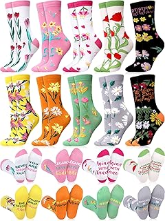 10 Pairs Floral Socks for Women Novelty Cute Flower Crew Socks for Lady Spring