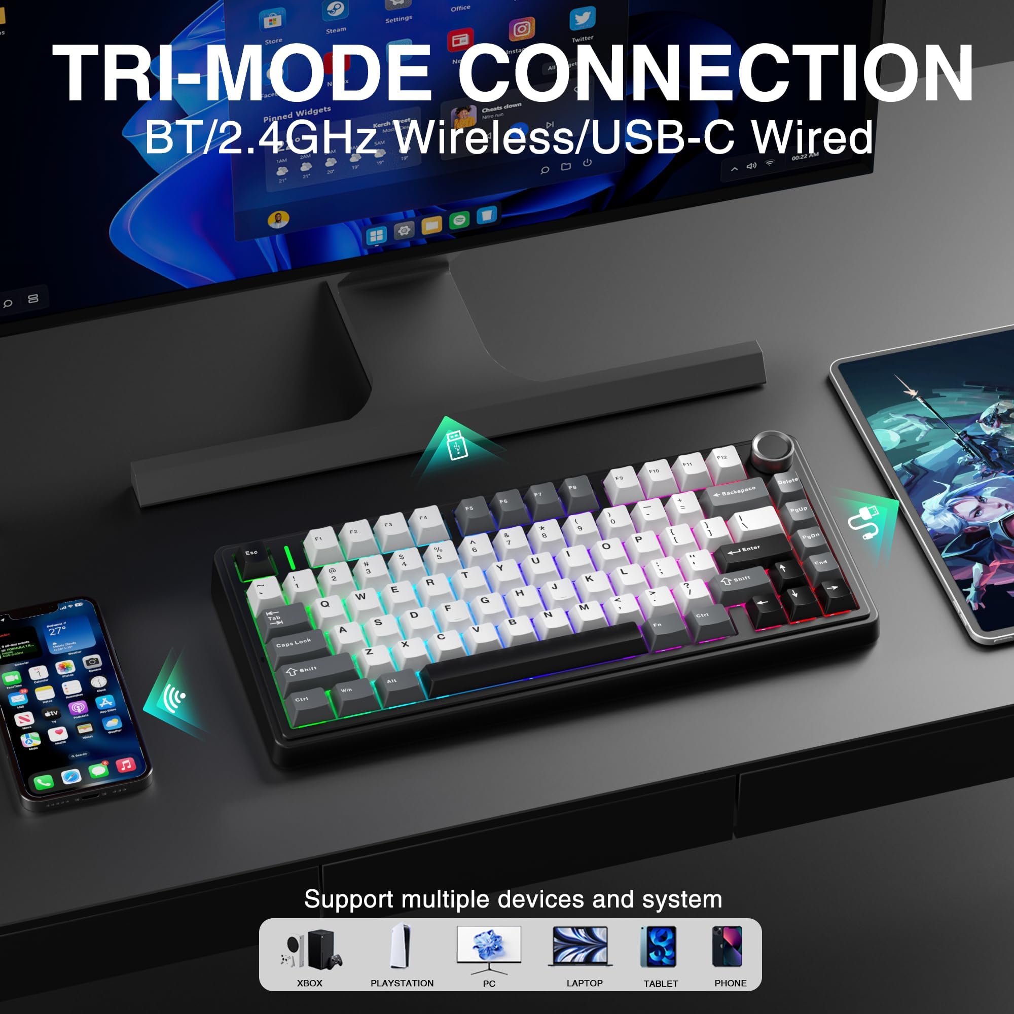TZMRIT Aula F75 HE Drahtlose Gaming Tastatur,Magnetischer Schalter