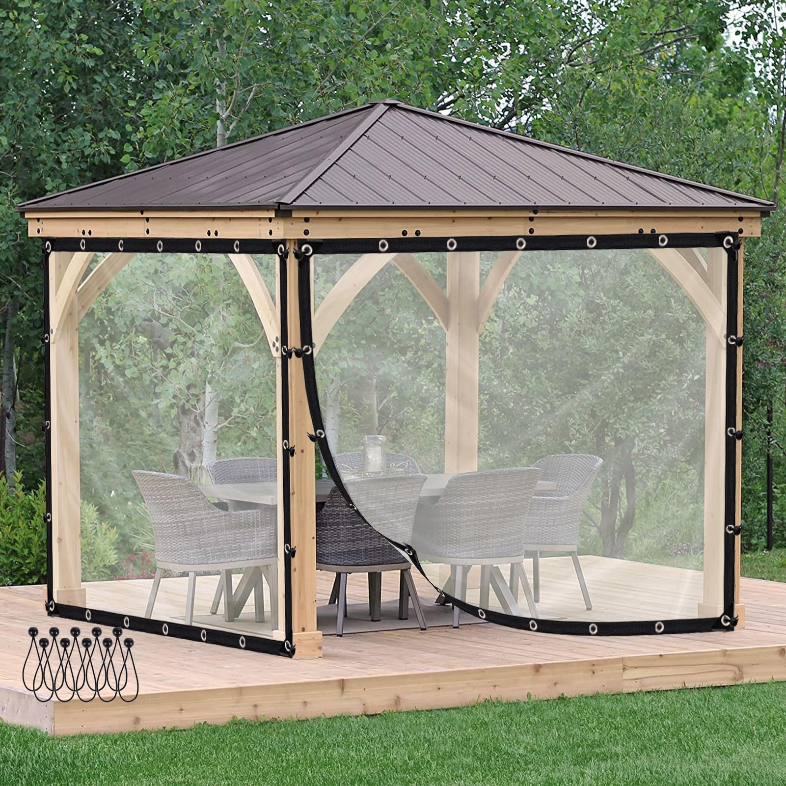 Outdoor Clear Tarpaulin Curtain PVC Plastic Partition Screen 0.12mm Waterproof Side Panels Transparent Tarp Cover for Camping Fishing Greenhouse (Color : Clear, Size : 1.8x2m)