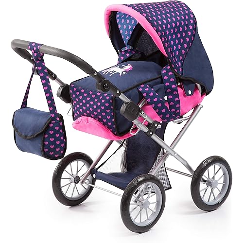 Bayer Design Baby Doll City Star Pram in Polka Dots, Blue/Pink