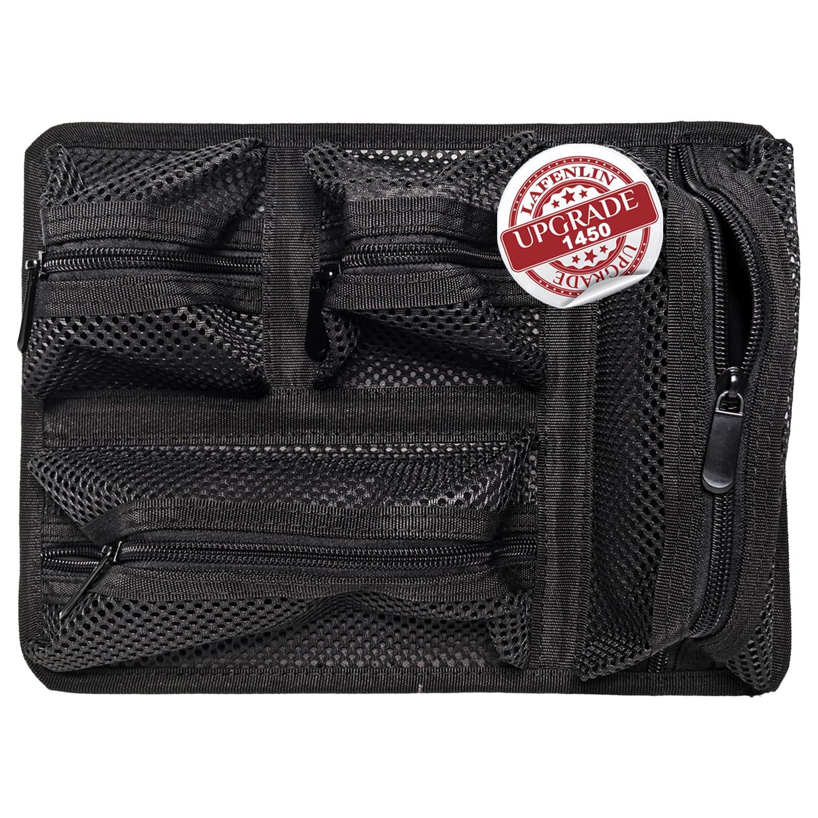 LAFENLIN 4-Pocket Lid Organizer for Pelican 1450 Case,Hook &amp; Loop(No Screw)