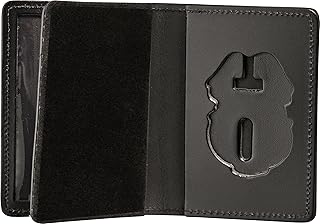Perfect Fit LEOSA Credential Army MP Military Police Badge and ID Case Hidden Badge Bi-Fold Style Wallet (Cutout DK-464) Black Leather