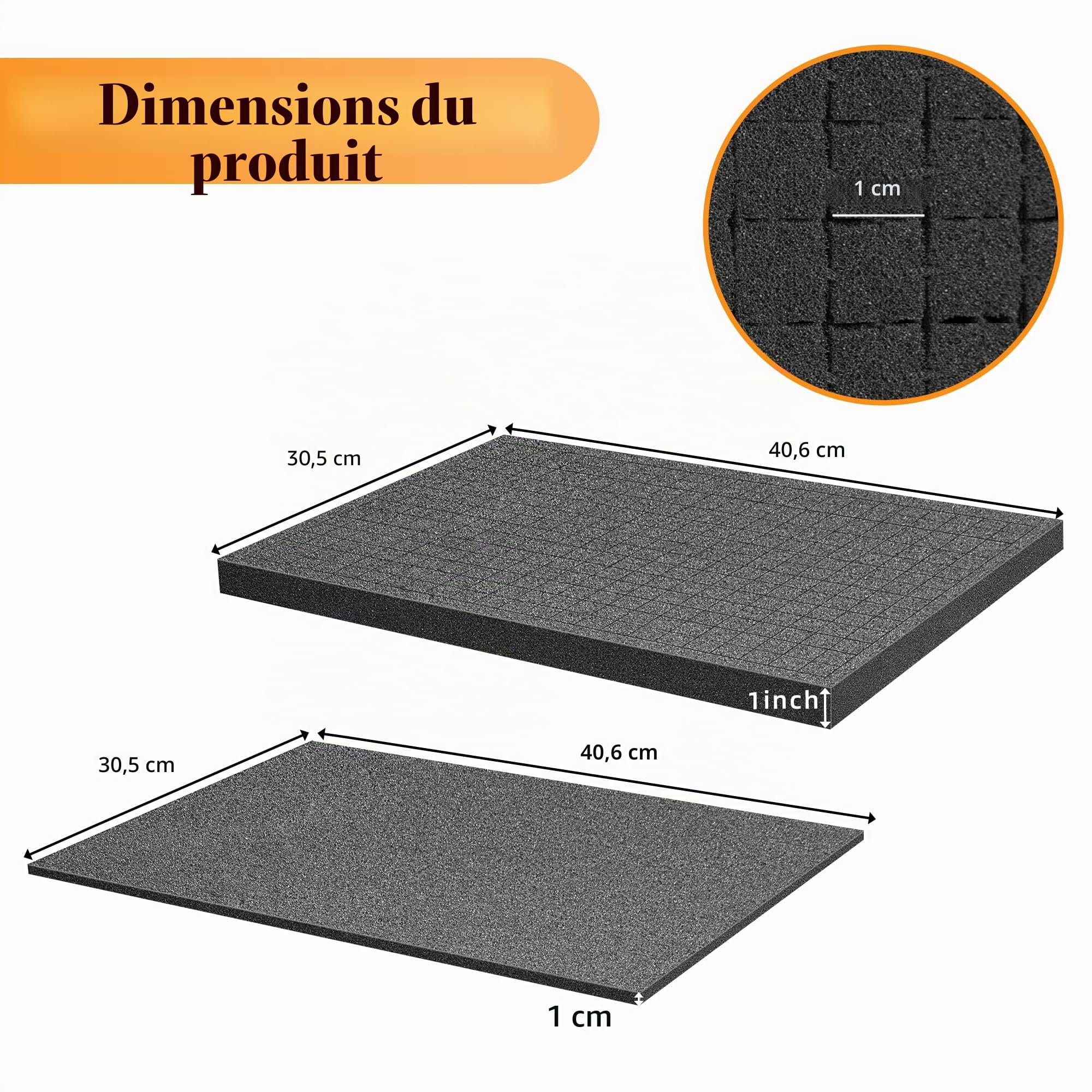 Mousse Predecoupee Cube - 4 pièces 400 x 300 x 25 mm / 4 pièces 400 x 300 x 10 mm