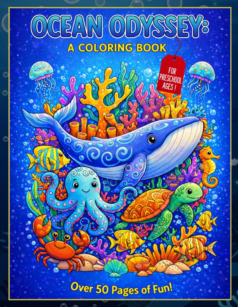 Ocean Odyssey: A Coloring Book: Sea Animals for Kids Ages 3-6 | Fun Ocean Creatures for Preschool and Kindergarten with Simple Patterns and Bold Lines