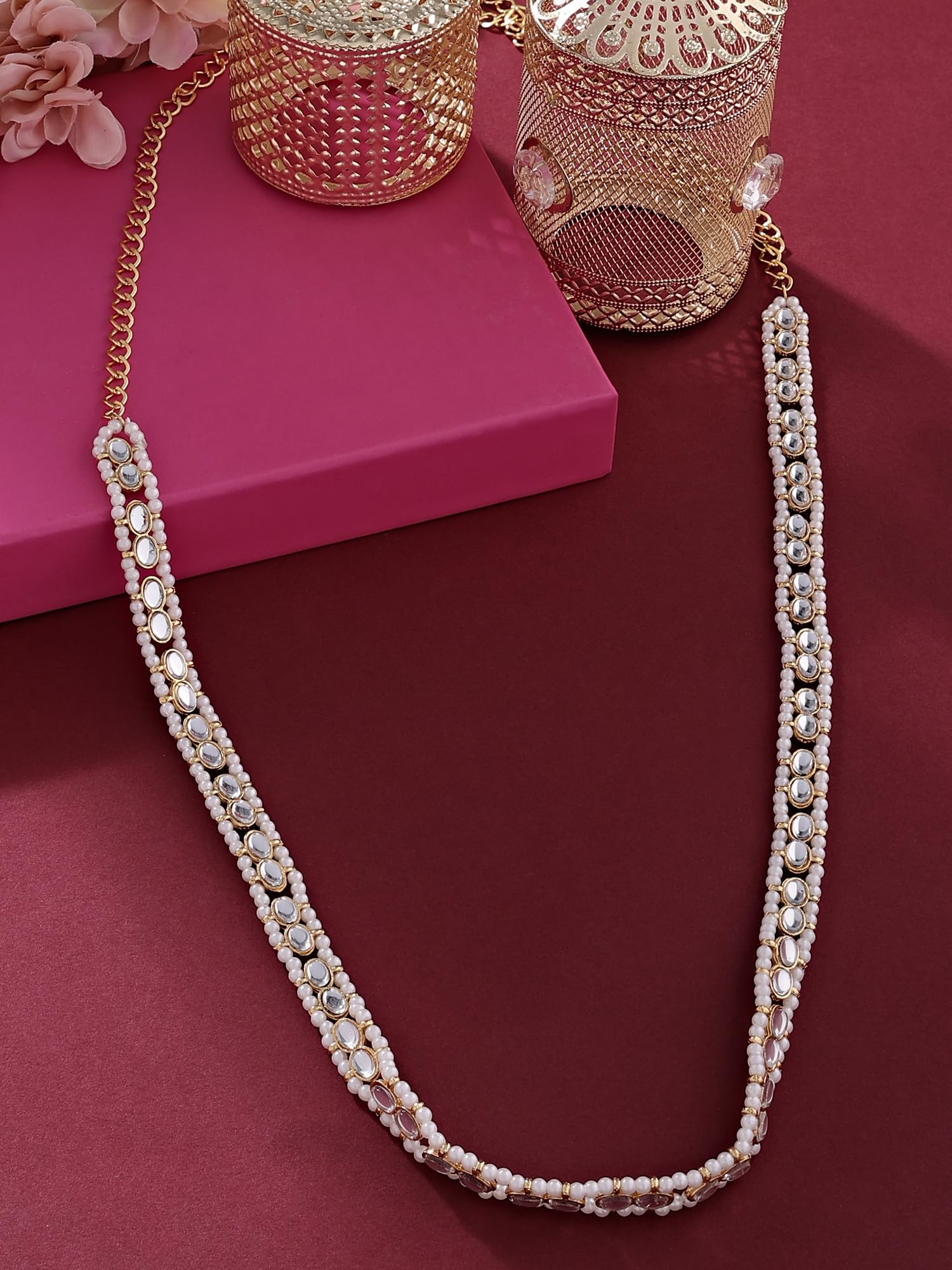 Women's Tone Dazzling Kundan & Beads Embellished Sleek Kamarbandh