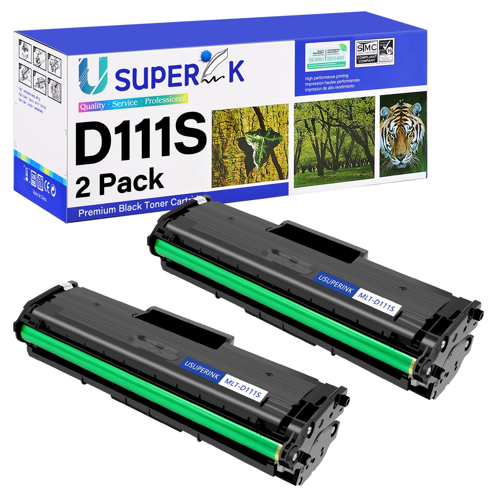 SuperInk 2 Pack High Yield MLT-D111S Toner cartridges Compatible for Samsung MLT-D111S MLTD111S 111S D111S D111L to Use with Xpress M2020W M2022W M2024W M2026W M2070W M2070FW Laser Printer