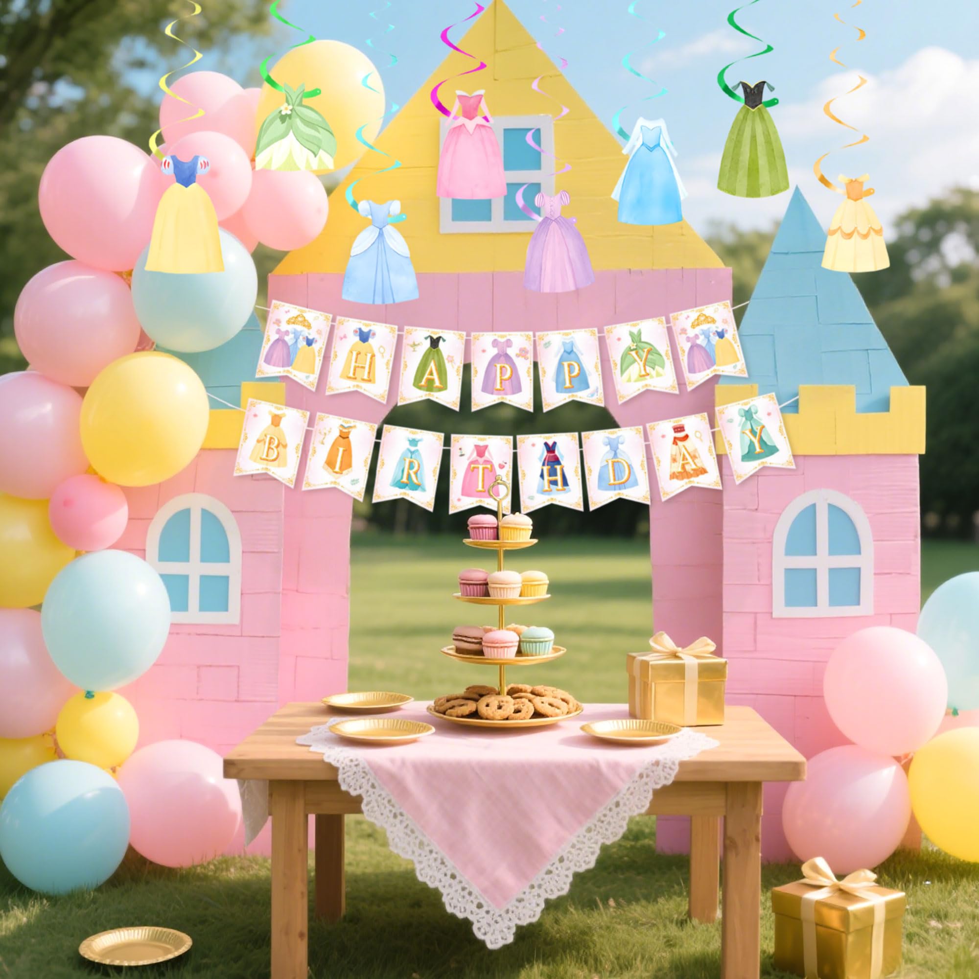 JeVenis Princess Birthday Party Decorations Princess Party Banner Garland Hanging Swirls for Girl Birthday Party Supplies - Image 4