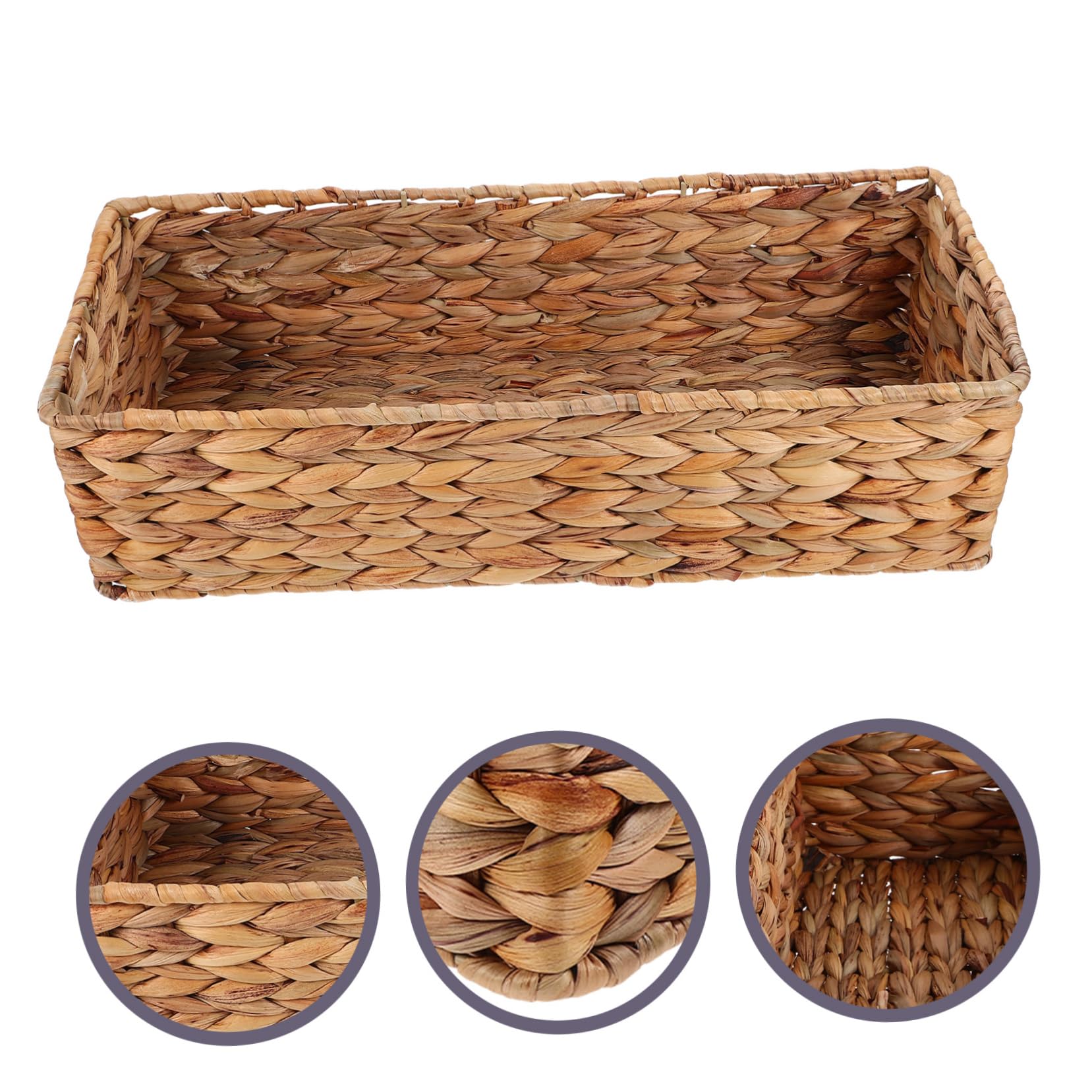Panier Tressé en Jacinthe D’eau, Grand Format, pour Bureau