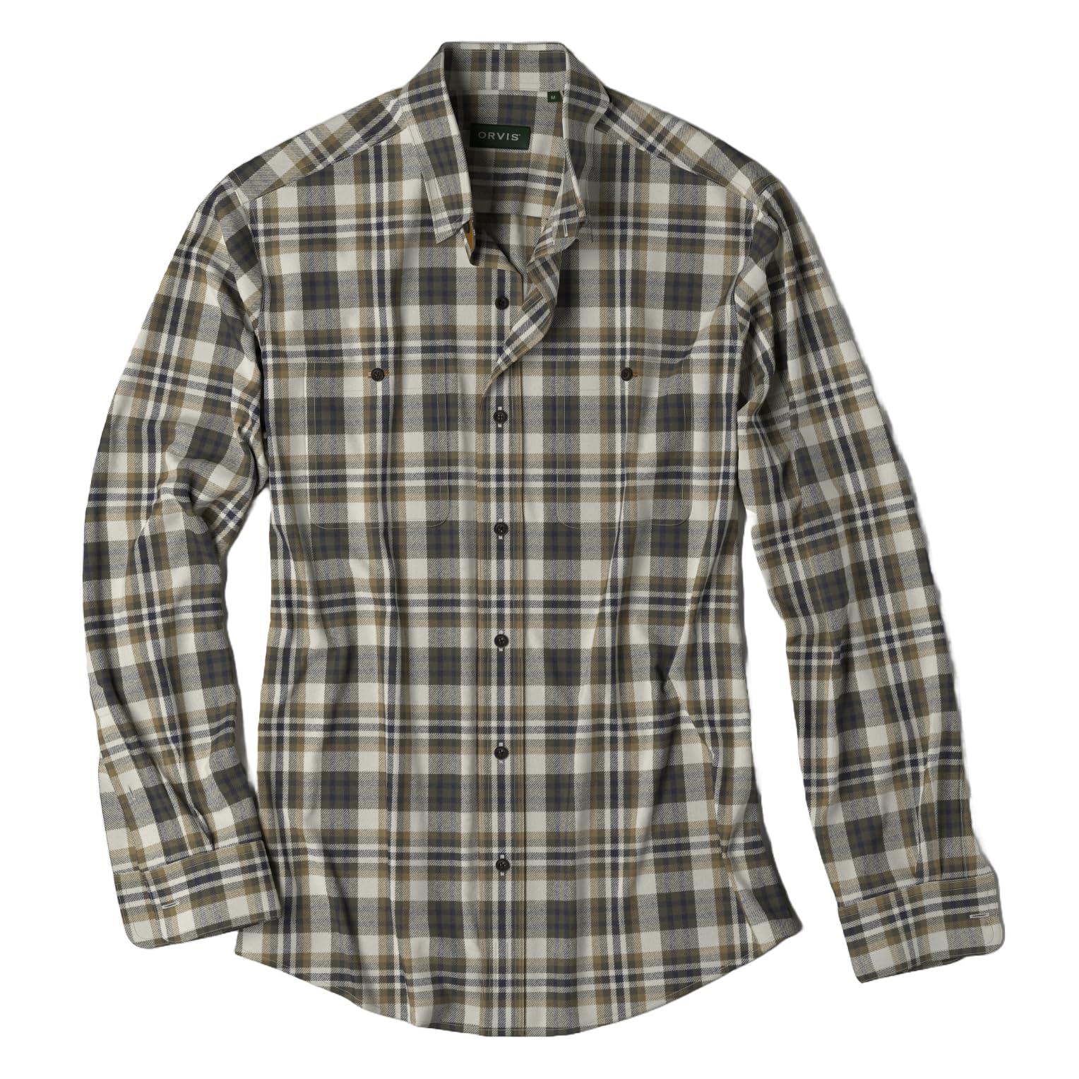 Orvis Perfect Flannel Shirt for Men - 100% Brushed Cotton Long Sleeve Men's Flannel Shirt with Faux-Suede Trim