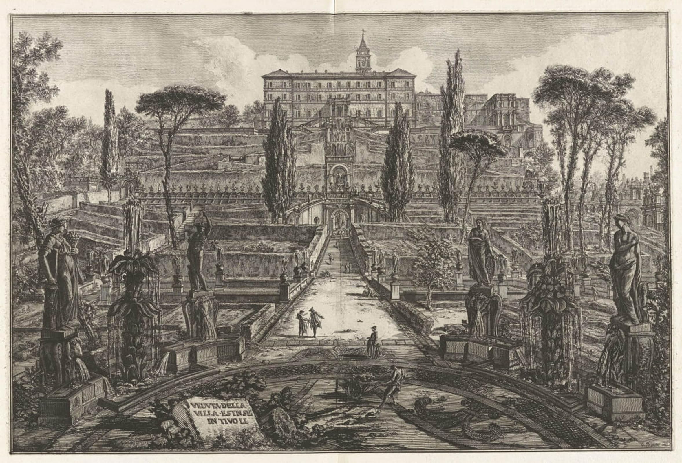 ARTXLXXBN Famous Print Painting Colorful Art Print Vedutaa Villa Estnse in Tivoli by Battista Piranesi Canvas Art Decorations for Home Decor 60x90cm