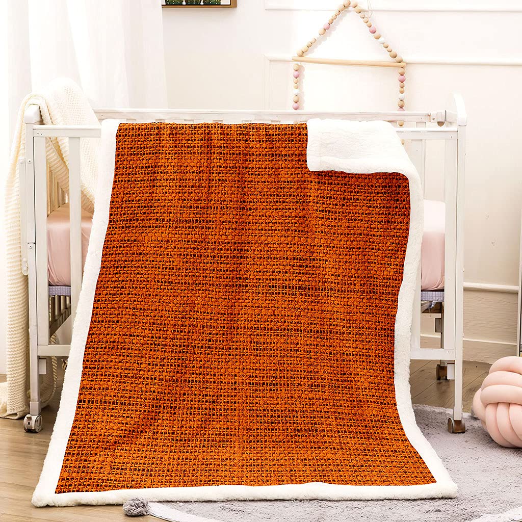 Mantas para Cama De Franela Invierno para Infantil Y Adulto 180X220Cm Manta Polar De Felpa De Microfibra Suave para Sofá, 3D Estampado Naranja De Algodón Y Lino. Patrón, Cálida Y Transpirable