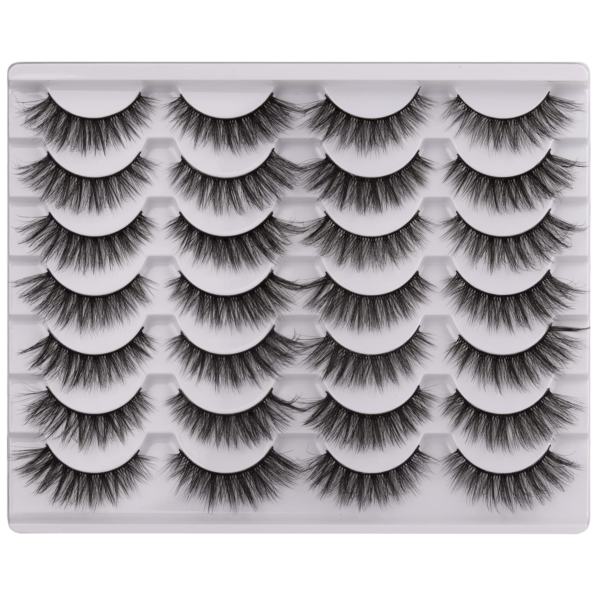 Amazon.com: JIMIRE False Eyelashes Natural Wispy Lashes 3D Faux Mink Cat  Eye Fake Lashes 14 Pairs Pack : Beauty & Personal Care