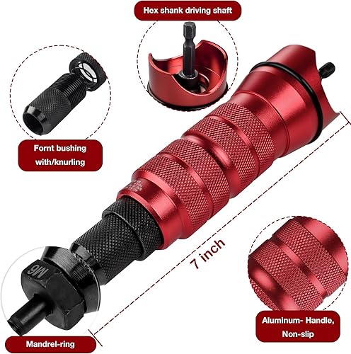 Miniatura 2 de Adaptador de pistola remachadora eléctrica de taladro inalámbrico, kit de adaptador de taladro de tuerca de remache que incluye M3 M4 M5 M6 M8 M10