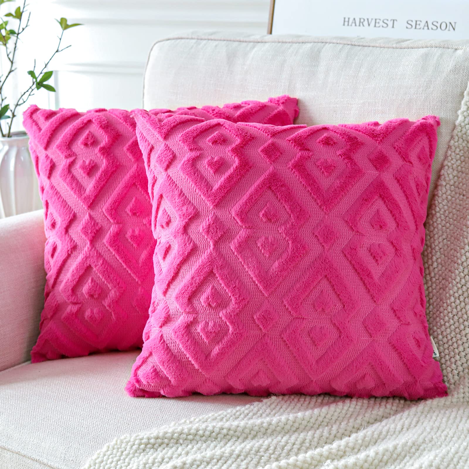 Housses de coussin en velours doux rose vif pour illuminer l'ambiance de votre chambre