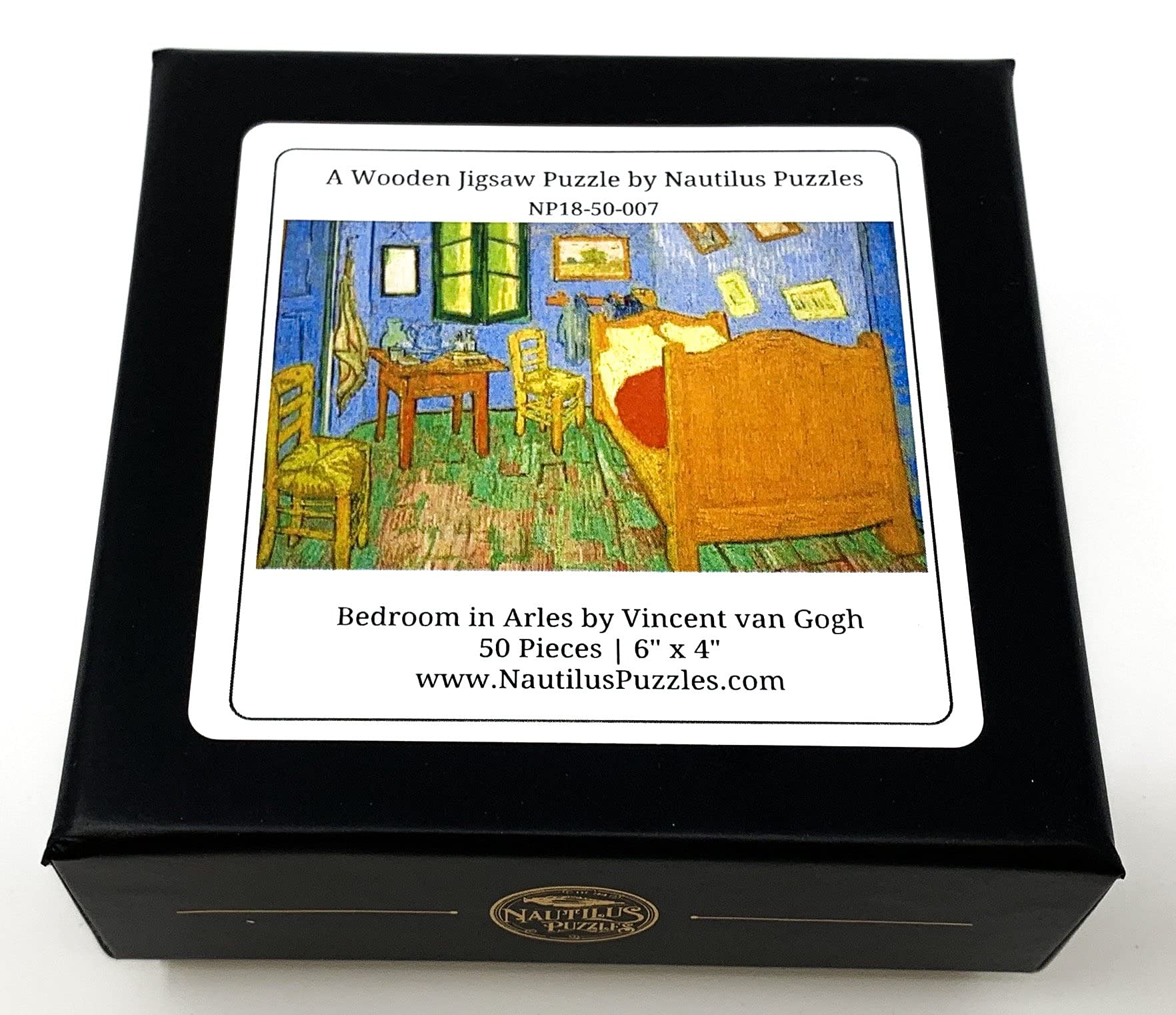 Mini Wooden Jigsaw Puzzle for Adults- Bedroom in Arles by Vincent Van Gogh - 50 Pieces by Nautilus Puzzles - Image 5