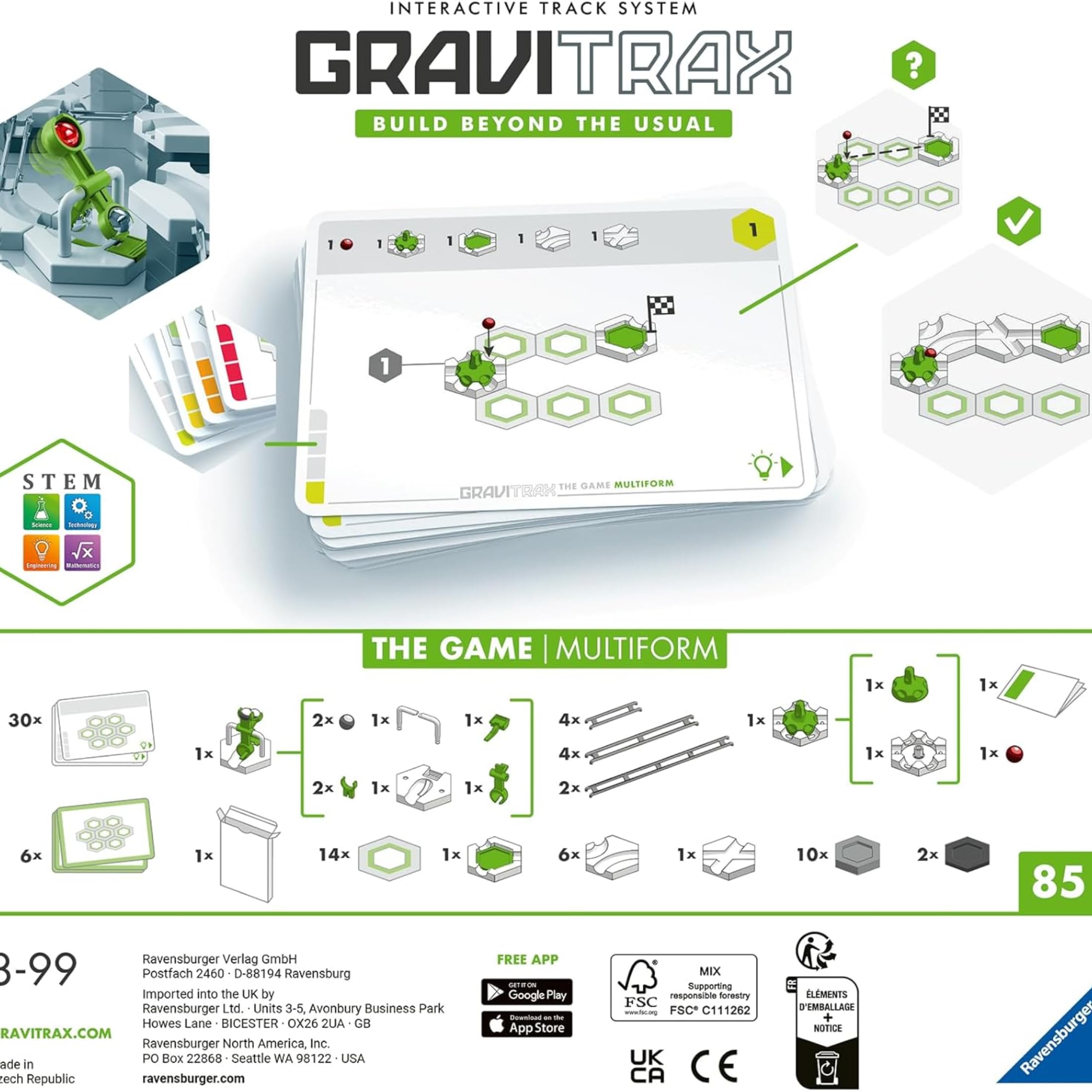 Ravensburger - GraviTrax The Game Multiform, Pista biglie 46 pezzi, Gioco di logica, 30 carte sfida multilivello, Costruire circuiti, Rompicapo STEM 8+ anni e adulti, Compatibile con tutti i GraviTrax