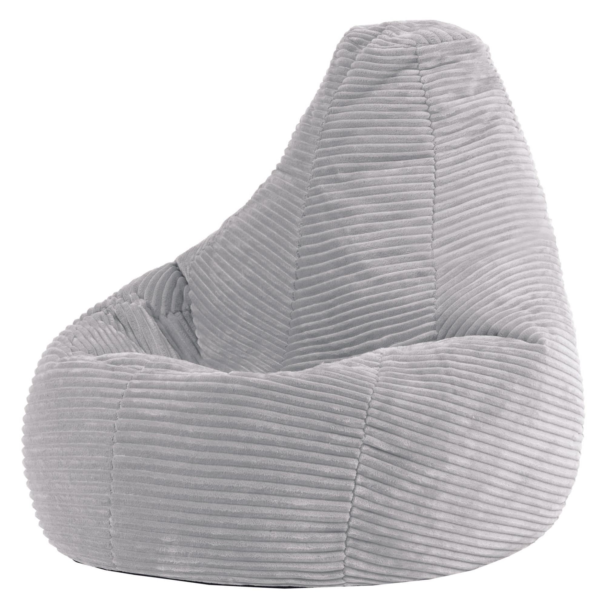 icon Dalton Kids Bean Bag, Grey, Cord Kids Bean Bag Chair with Filling Included for Girls and Boys, Childrens Chair, Beanbags for Children, Playroom Décor, Bedroom Accessories