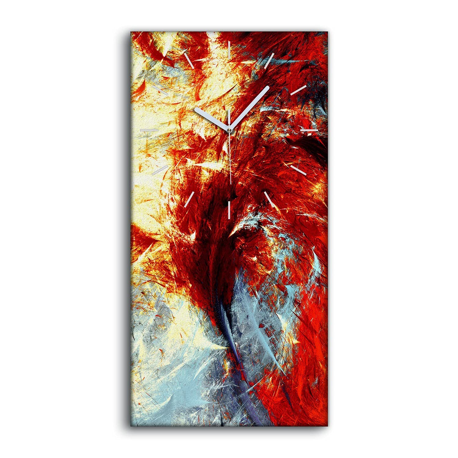 Horloge sur toile haut de gamme 30x60cm texture abstraite avec aiguilles blanches épurées