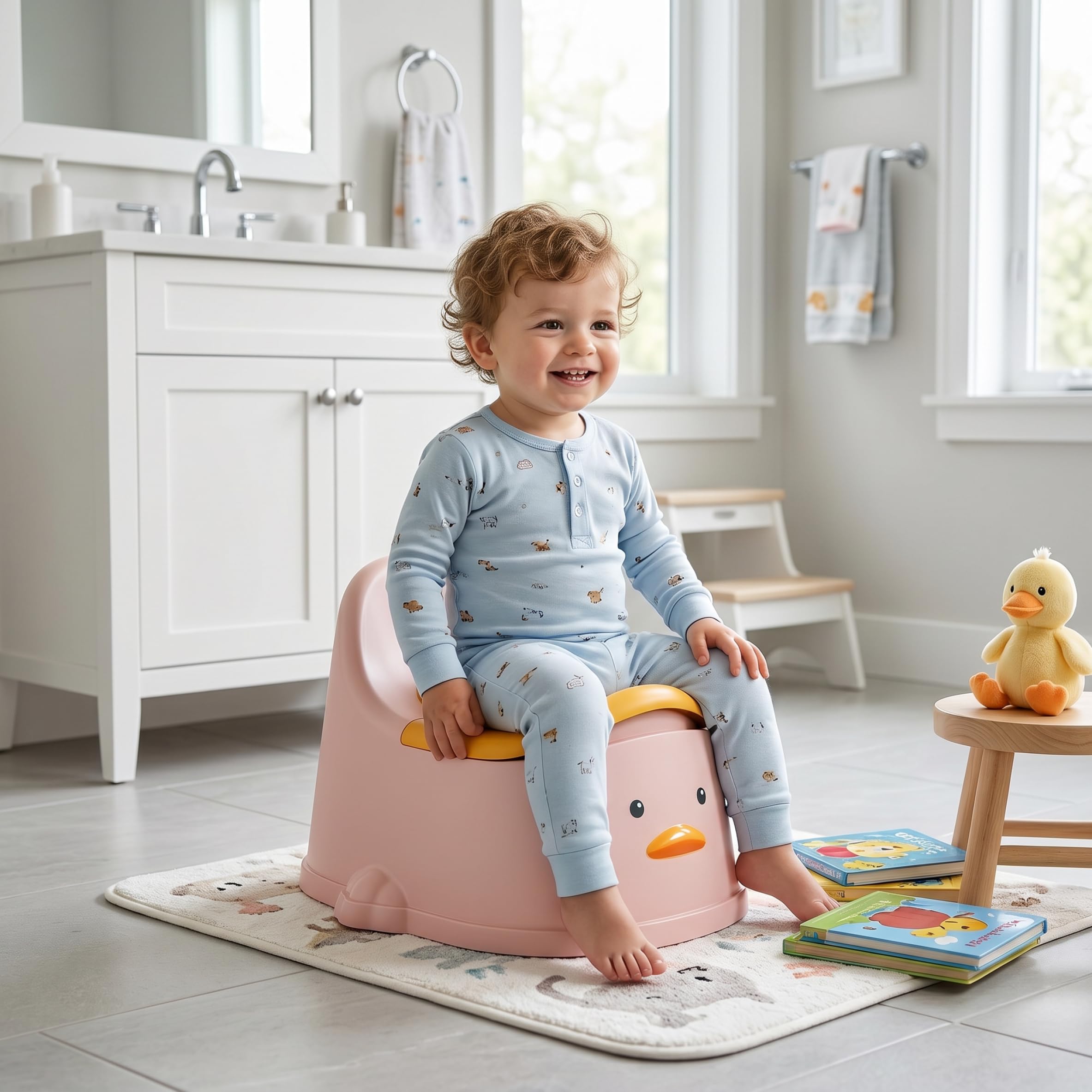 Vasino, WC per imparare a usare il vasino per bambini piccoli, antispruzzo e facile da pulire, supporto con schienale alto, (piccolo, 0-2 anni), stile-2 ;1
