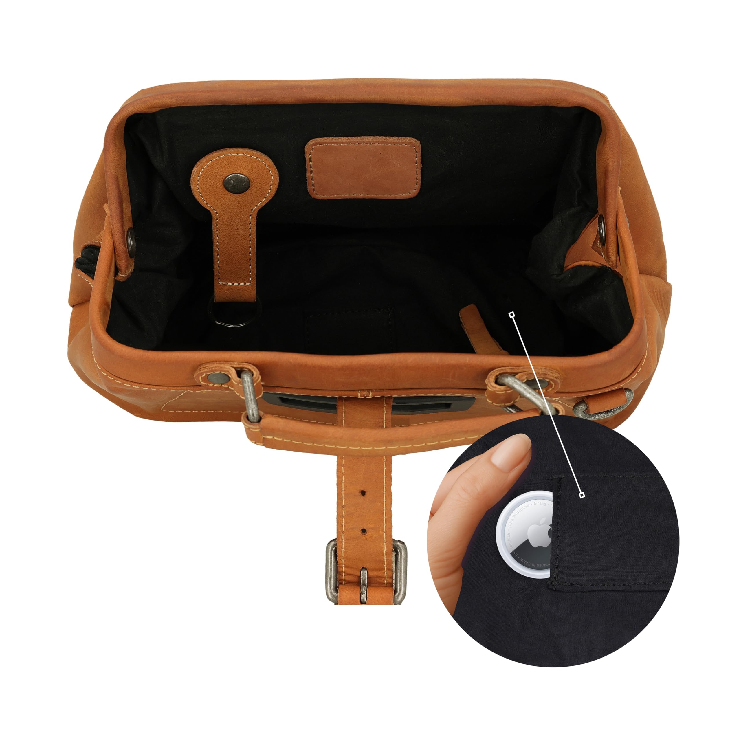 Gusti Lenkertasche Leder- Tillie A. Lenkertasche inkl. Platte Umhängetasche Fahrradtasche Ledertasche Vintage Leder Braun