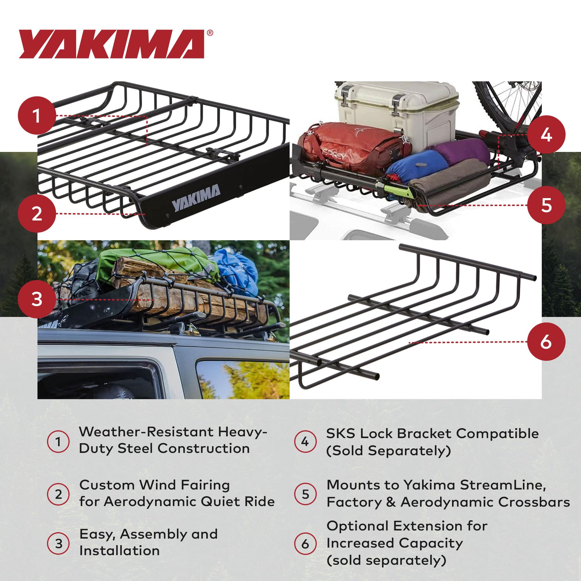 Amazon | YAKIMA 正規品 ルーフラック メガウォーリア 132cm x 121cm x