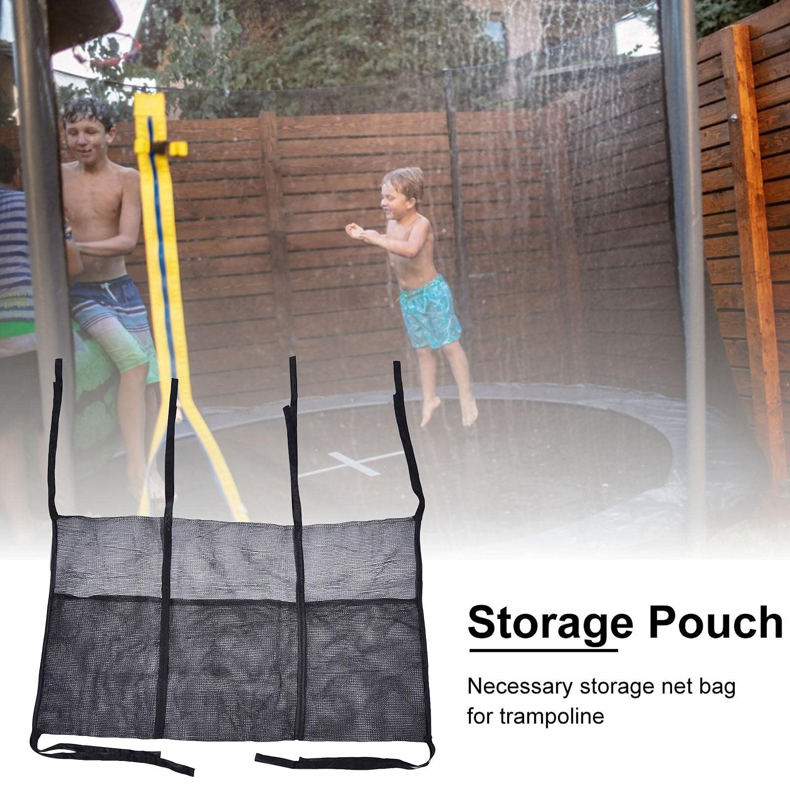 Hehoyang Trampolines Accessory Kit, Trampoline Storage Mesh Bag with 4 Straps, Collapsible Laundry Hamper Basket with Durable Hanger (Black)