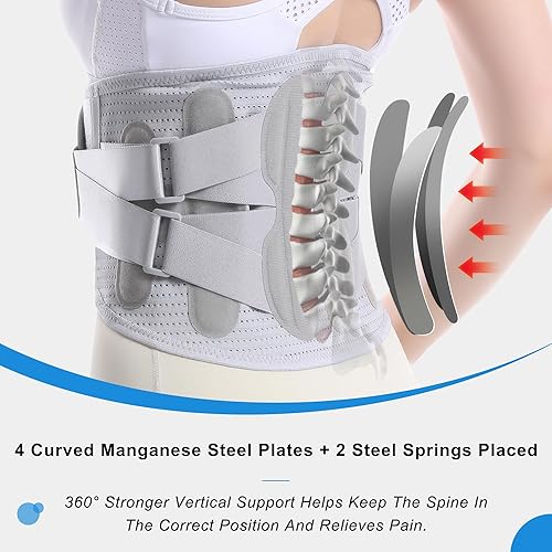 Miniatura 2 de Soporte de espalda para aliviar el dolor de espalda baja para mujeres, cinturón de apoyo lumbar ajustable, malla transpirable para hernia de disco,
