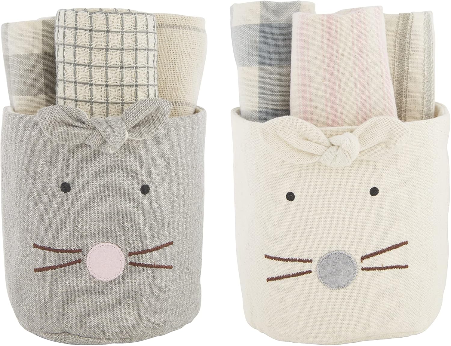 Mud Pie Easter Bunny Bucket Towel Set, Natural, 4.25" x 4.75"