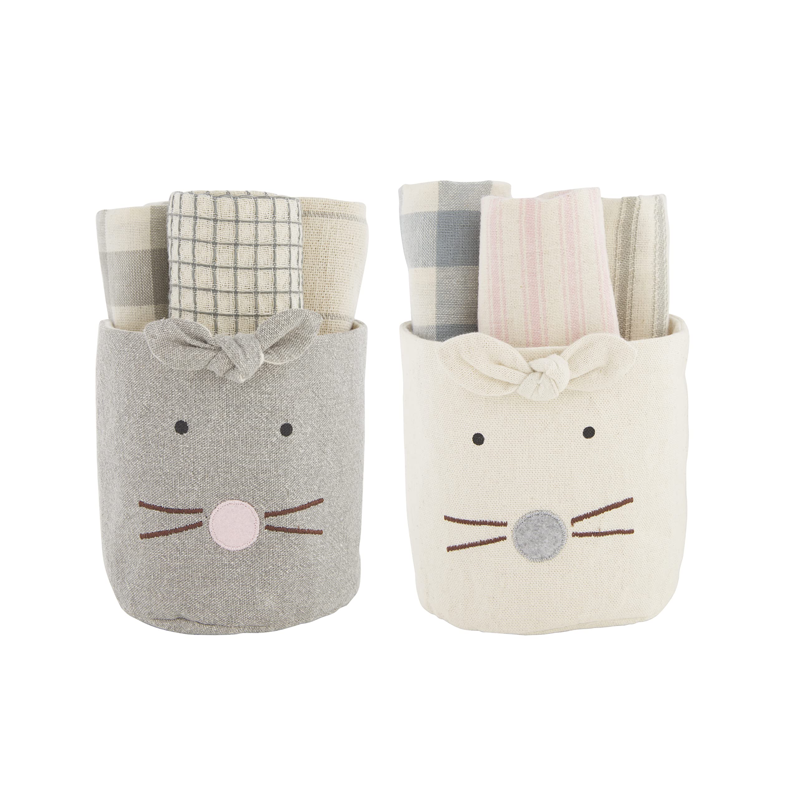 Mud Pie Easter Bunny Bucket Towel Set, Natural, 4.25