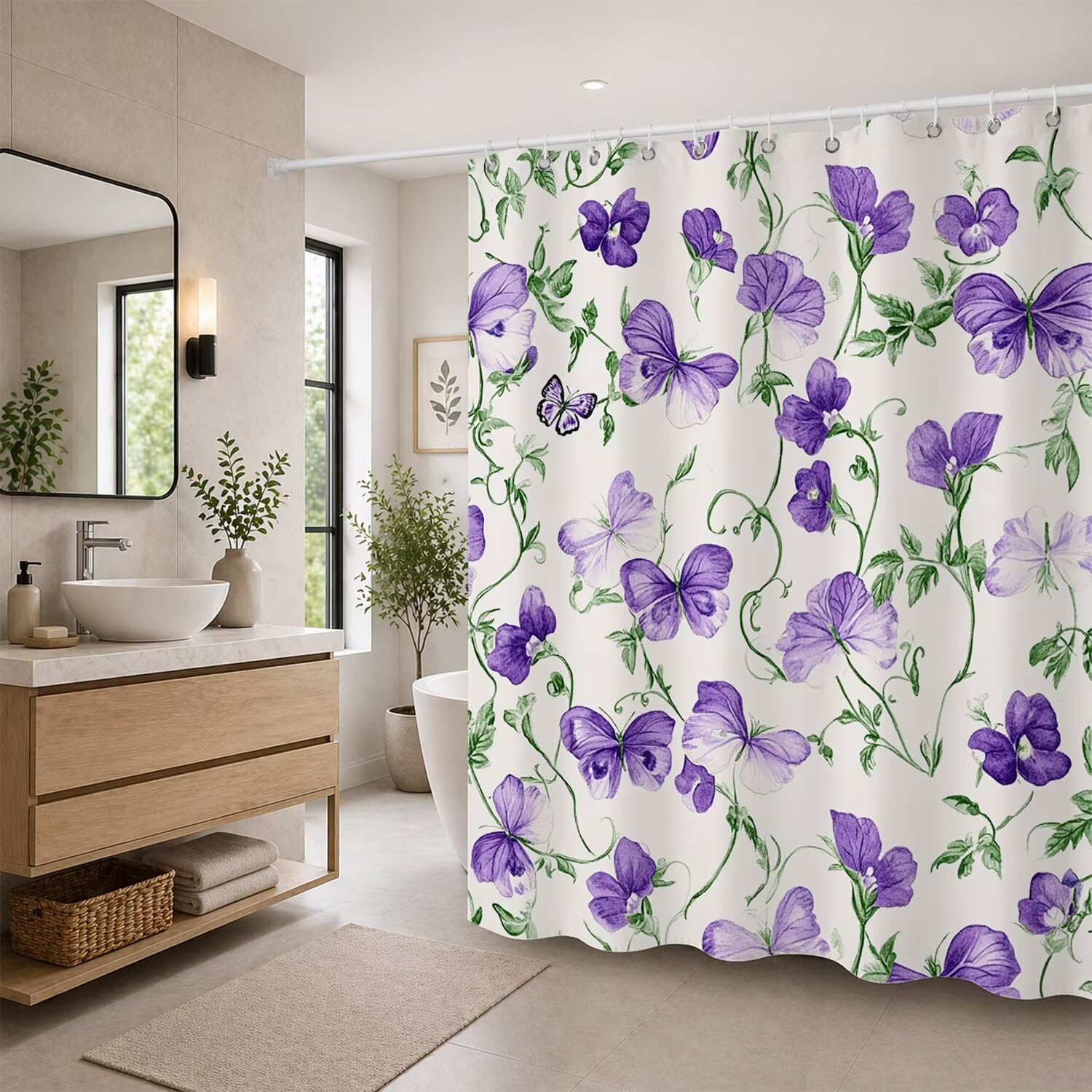 Rideau douche polyester lavable en machine, rideau de douche tissus 150x180