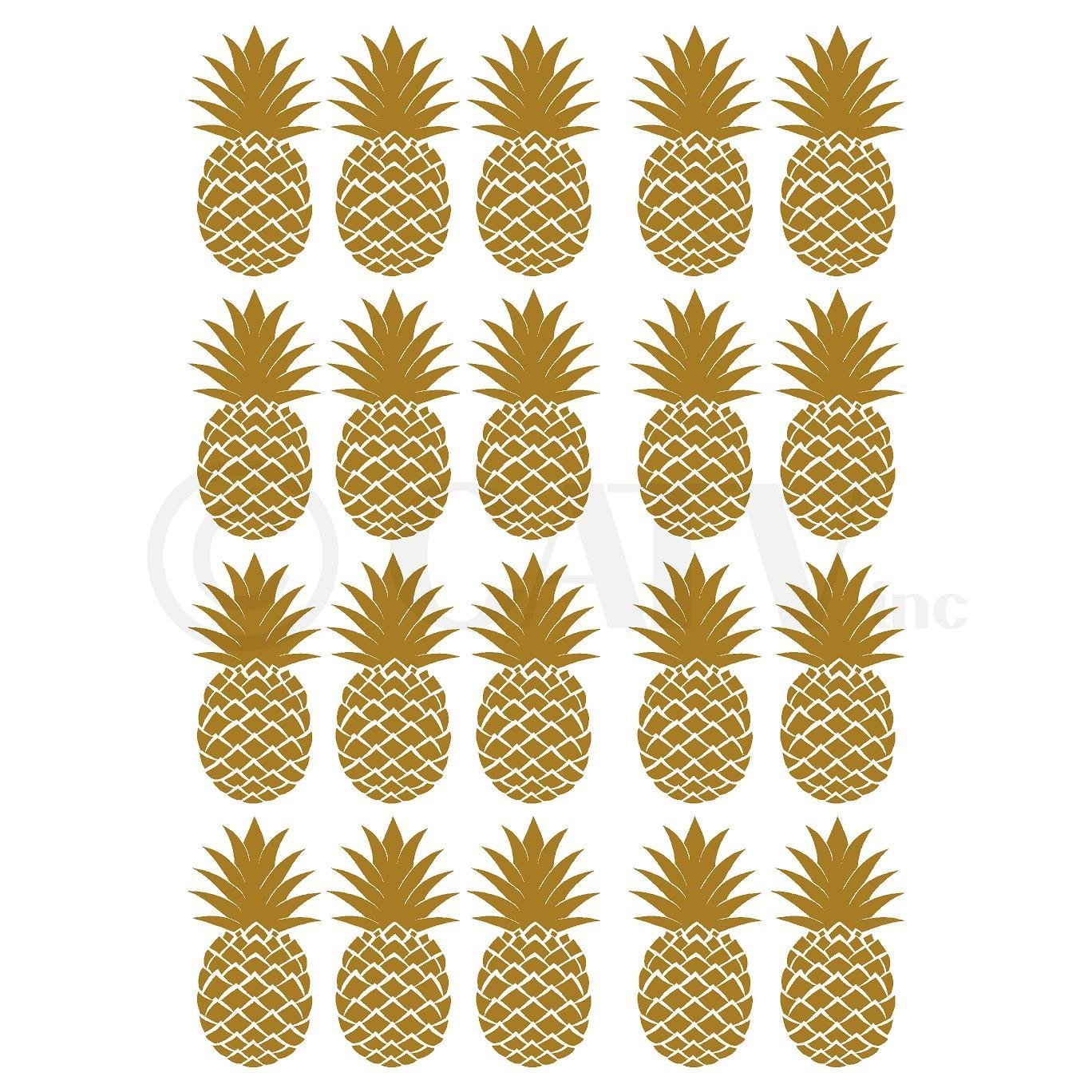 Pineapples Set of 20 Wall Pattern Decal Vinyl Stickers (Gold)