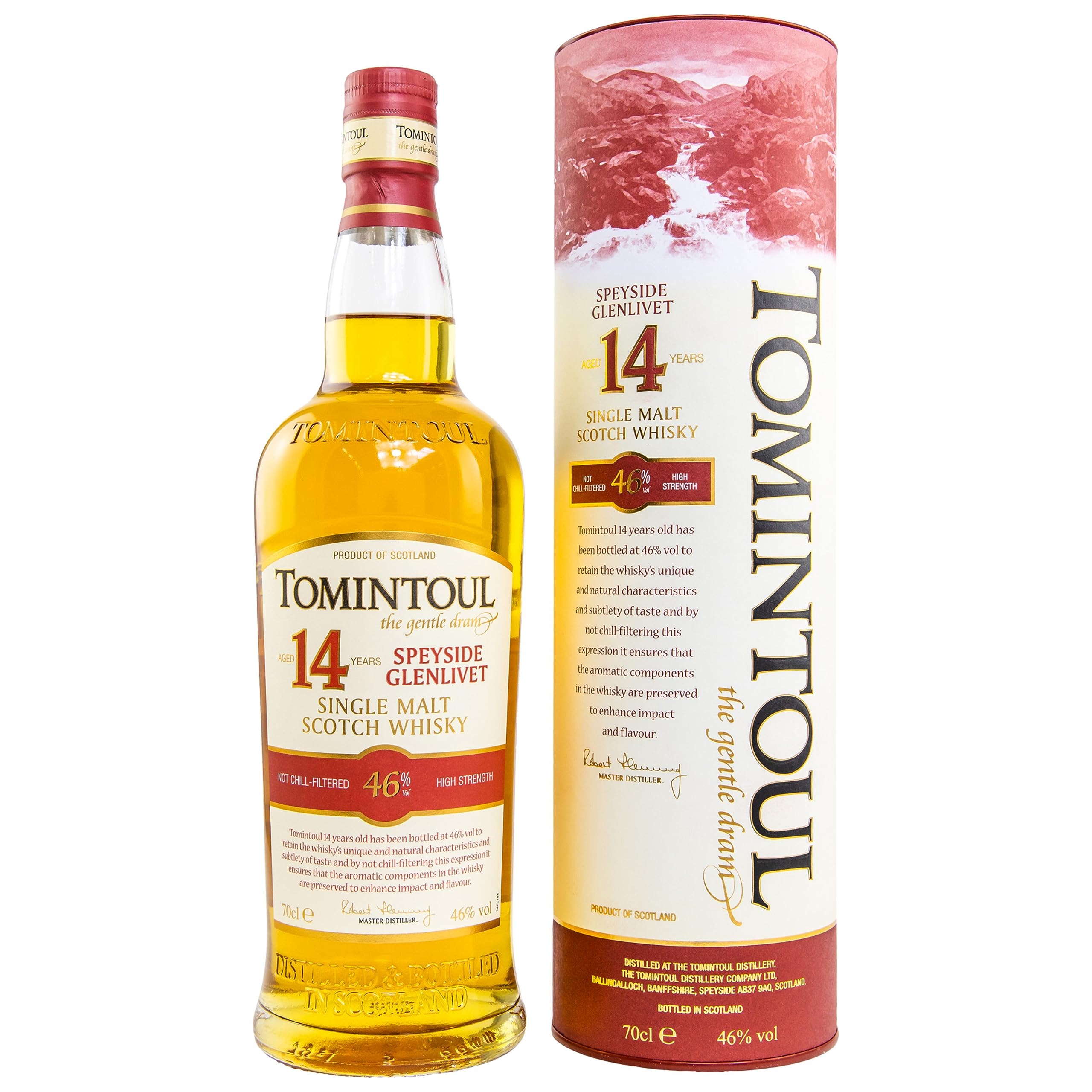 Tomintoul | Single Malt Scotch Whisky | 14 Jahre gereift | Reifung in ehemaligen Bourbon- und Sherry-Fässern | 46% vol. | 700 ml