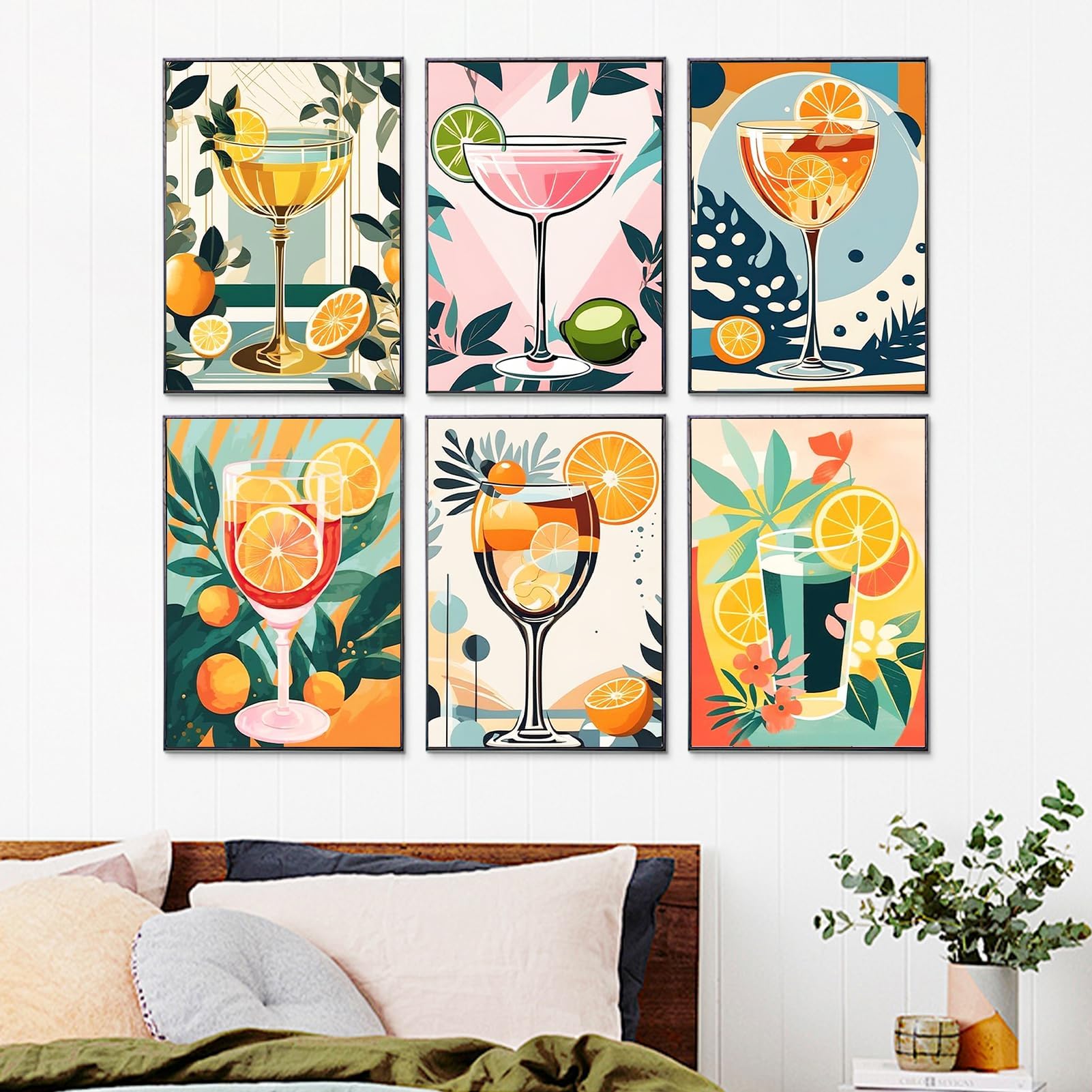 JATOK Malen-nach-Zahlen-Sets für Erwachsene, Malsets für Anfänger auf Leinwand, einfaches DIY-Acryl-Pigment-Zeichnen, Gemälde für Zuhause, Wanddekoration, Tasse, 20 x 30 cm (ohne Rahmen), 6 Stück