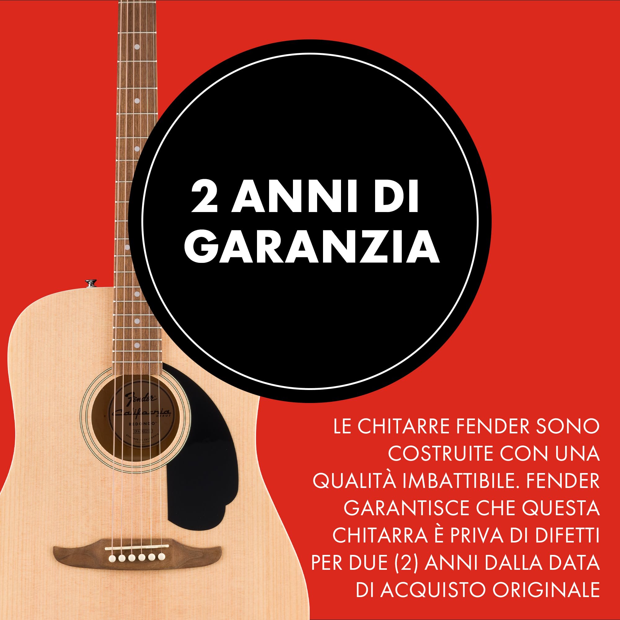 Fender chitarra acustica CA Debut Redondo Natural gig bag tracolla plettri stand