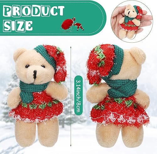 Miniatura 2 de 28 juguetes de peluche de Navidad de 3 pulgadas, llavero de peluche de animales pequeños, juego de juguetes de peluche para decoración de árbol de