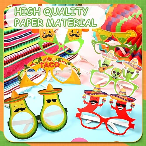 Miniatura 5 de Janinka 18 piezas de suministros para fiesta de fiesta, sombrero, diademas de papel, decoraciones de fiesta mexicana del Cinco de Mayo