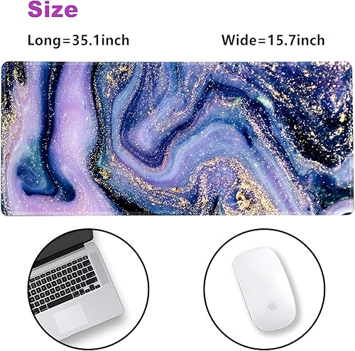 Vista 84 de ARTSO Alfombrilla de escritorio grande negra, alfombrilla de mouse para juegos XXL, alfombrilla de escritorio antideslizante con base de goma, Flor