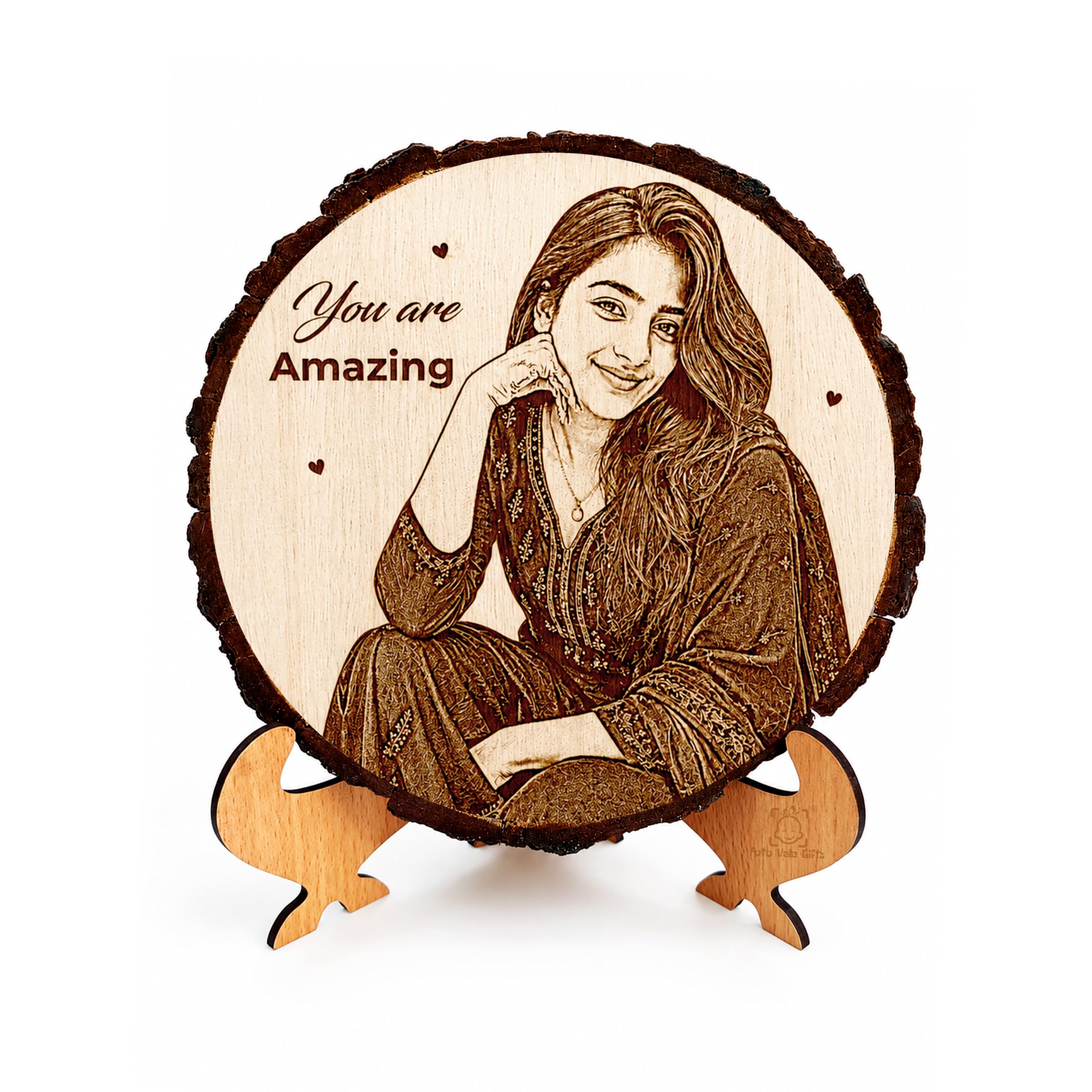 Personalized Engraved Natural Wooden Slice Photo Frame With Wood Stand, Best Gift for Birthday, Anniversary, Wedding, Retirement, Valentine etc. (5.5 Inches, Brown, Tabletop)-image-21