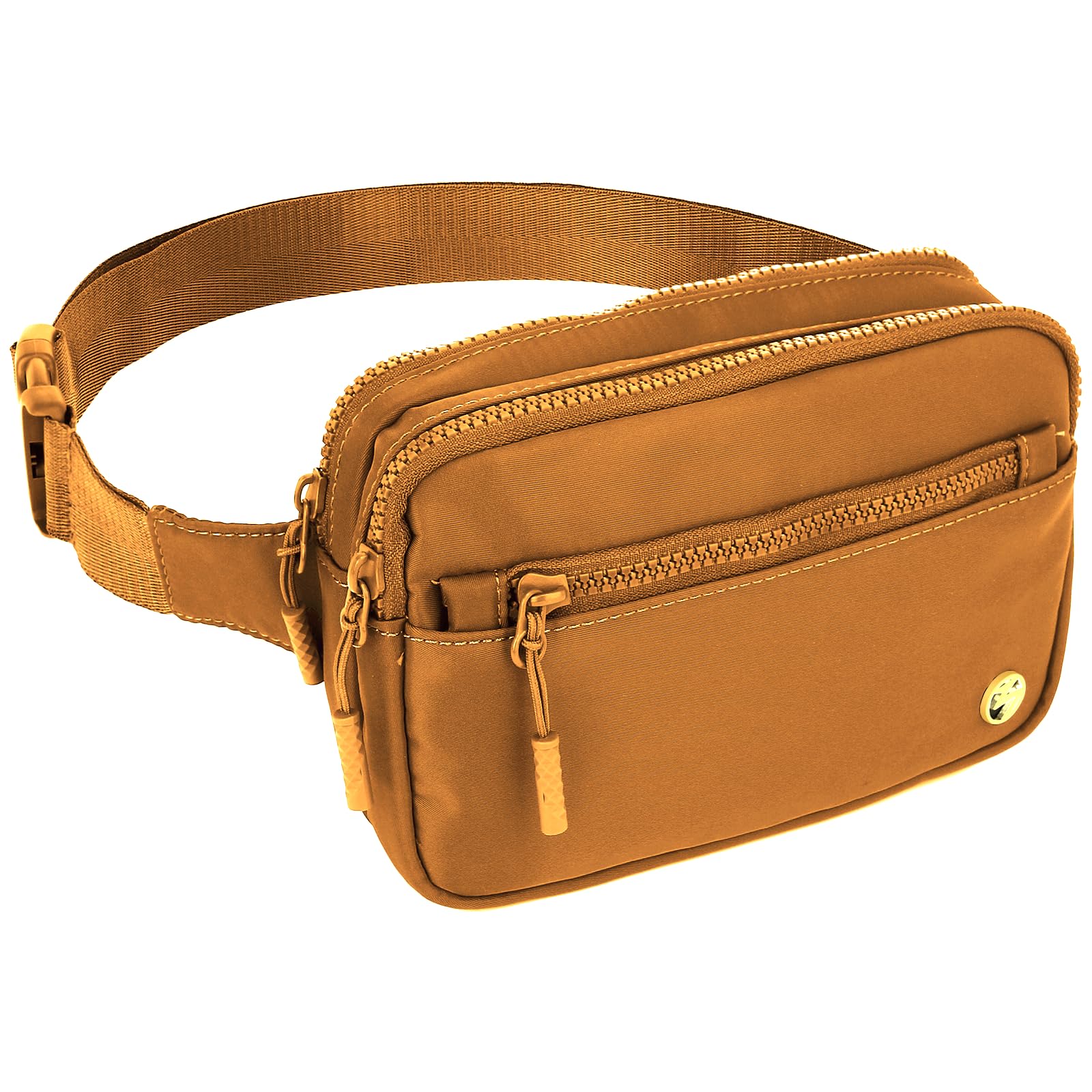 Titosha Belt Bag with 4 Zipper Pockets Brown Fanny Pack Crossbody Bags for Women Men, Mini Everywhere Belt Bag,Fashion Waist Pouch for Travel Run Hiking and Shopping